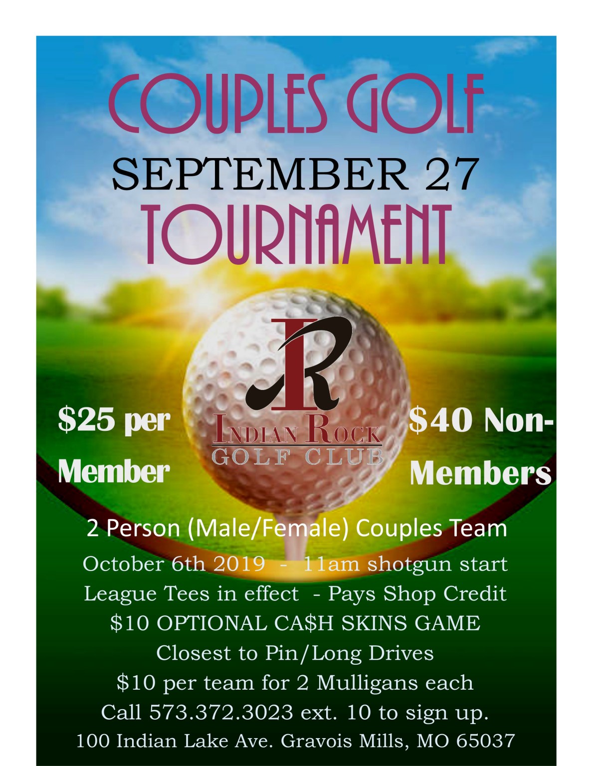 Couples Scramble Indian Rock Golf Club